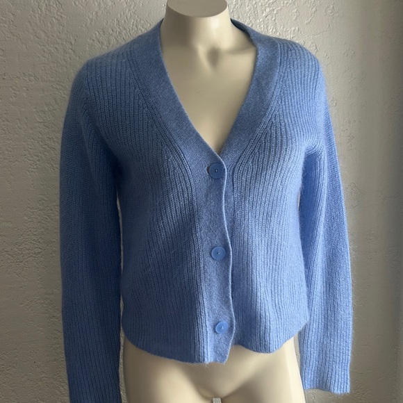 VINCE S/P preppy feminine mohair wool Women's Blue Cardigan - Picture 3 of 10
